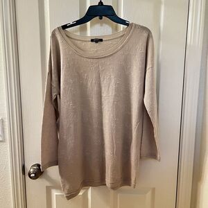 Pas de Calais Wool Blend Textured Long Sleeve Sweater Top Taupe Women's SZ 34 XS